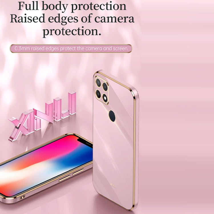 For OPPO A15 XINLI Straight Edge 6D Electroplate TPU Phone Case(Black) - OPPO Cases by XINLI | Online Shopping South Africa | PMC TechLife | Buy Now Pay Later Mobicred