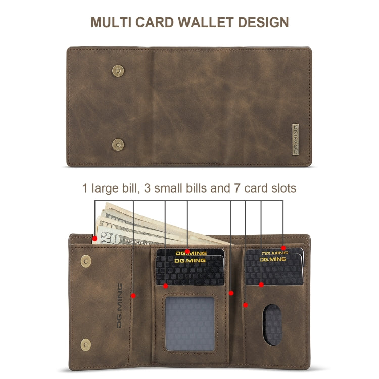 DG.MING M1 Series 3-Fold Multi Card Wallet  Back Cover Shockproof Case with Holder Function For iPhone X(Coffee) -  by DG.MING | Online Shopping South Africa | PMC TechLife | Buy Now Pay Later Mobicred