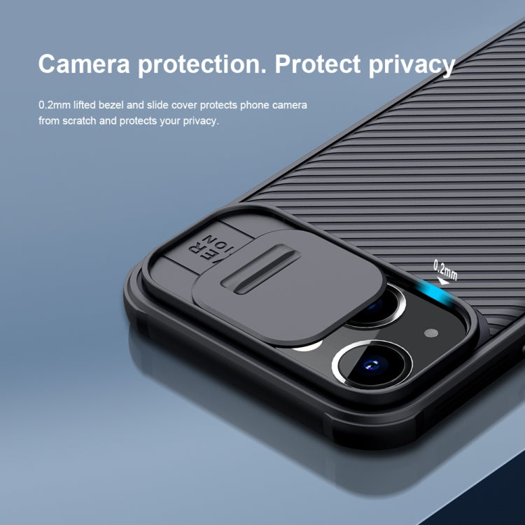 For iPhone 13 NILLKIN Black Mirror Pro Series Camshield Full Coverage Dust-proof Scratch Resistant Phone Case(Black) - iPhone 13 Cases by NILLKIN | Online Shopping South Africa | PMC TechLife | Buy Now Pay Later Mobicred