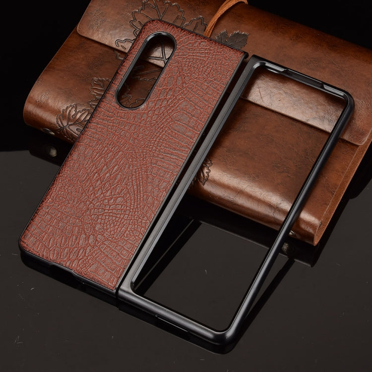 For Samsung Galaxy Z Fold3 5G Shockproof Crocodile Texture PC + PU Case(Brown) - free shipping - PMC TechLife - Order now!