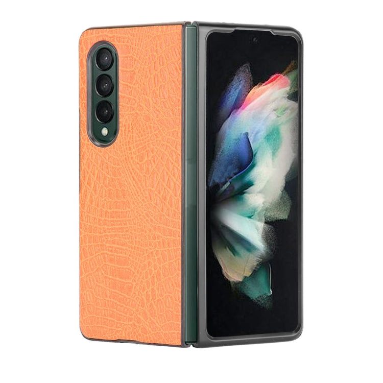 For Samsung Galaxy Z Fold3 5G Shockproof Crocodile Texture PC + PU Case(Orange) - free shipping - PMC TechLife - Order now!