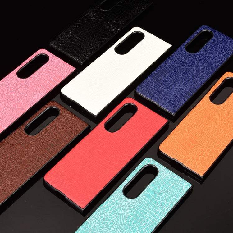 For Samsung Galaxy Z Fold3 5G Shockproof Crocodile Texture PC + PU Case(Orange) - free shipping - PMC TechLife - Order now!