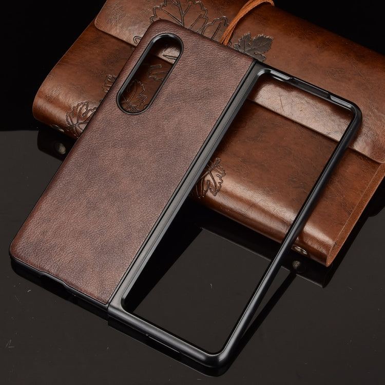 For Samsung Galaxy Z Fold3 5G Shockproof Litchi Texture PC + PU Case(Brown) - Galaxy Phone Cases by GKK | Online Shopping South Africa | PMC TechLife | Buy Now Pay Later Mobicred
