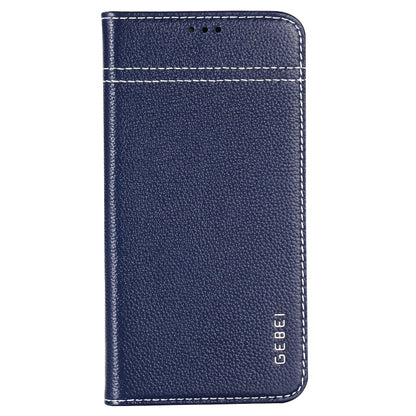 For iPhone XS / X GEBEI Top-grain Leather Horizontal Flip Protective Case with Holder & Card Slots(Blue) - More iPhone Cases by GEBEI | Online Shopping South Africa | PMC Jewellery