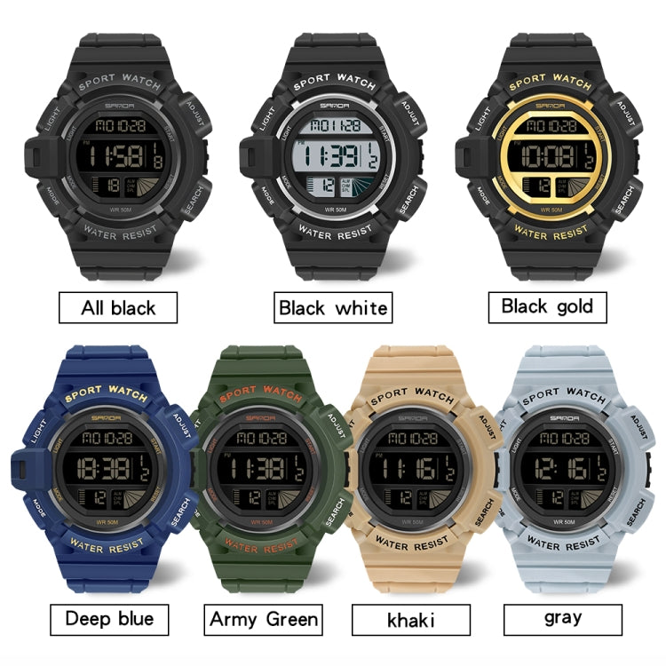 SANDA 2106 LED Digital Display Luminous Alarm Clock Men Outdoor Sports Electronic Watch(Army Green) - LED Digital Watches by SANDA | Online Shopping South Africa | PMC Jewellery | Buy Now Pay Later Mobicred