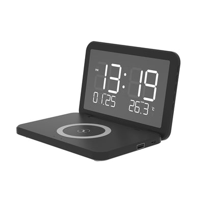 SY-118 15W Foldable Mirror Surface Perpetual Desk Calendar Clock Wireless Charger with Alarm Clock & Three-level Brightness Adjustable Function(Black) - Wireless Charger by PMC Jewellery | Online Shopping South Africa | PMC Jewellery