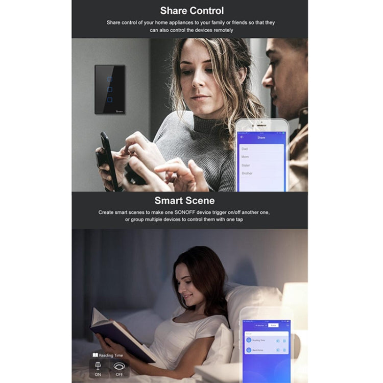 Sonoff T3 US-TX 433 RF WIFI Smart Remote Control Wall Touch Switch, US Plug, Style:Single Button - free shipping - PMC TechLife - Order now!