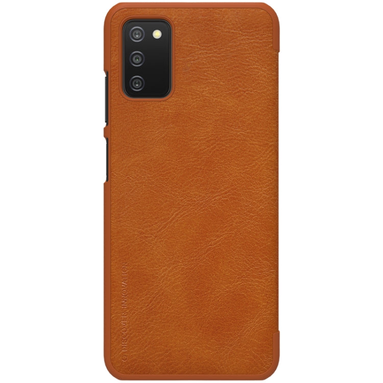For Samsung Galaxy A03s / A037G NILLKIN QIN Series Crazy Horse Texture Horizontal Flip Phone Leather Case with Card Slot(Brown) - Galaxy Phone Cases by NILLKIN | Online Shopping South Africa | PMC Jewellery