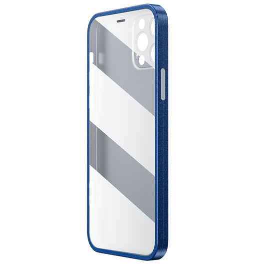 For iPhone 12 Pro WK WPC-011 Shockproof PC Phone Case with Tempered Glass Film(Blue) - iPhone 12 / 12 Pro Cases by WK | Online Shopping South Africa | PMC Jewellery | Buy Now Pay Later Mobicred