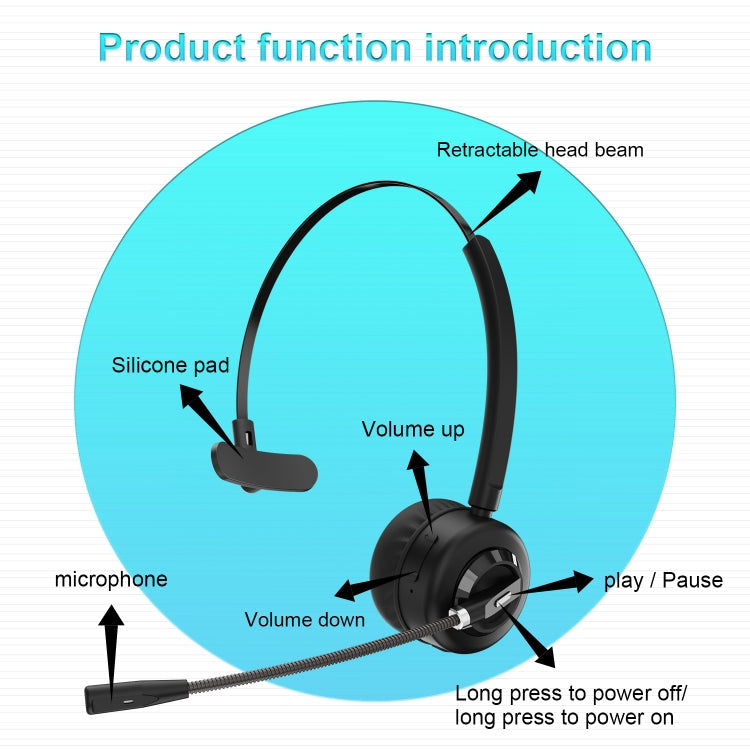 Anivia A8 Bluetooth Telephone Headset with Noise-cancelling Microphone(Black) - free shipping - PMC TechLife - Order now!