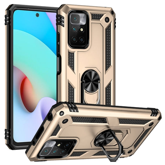 For Xiaomi Redmi 10 Shockproof TPU + PC Phone Case with 360 Degree Rotating Holder(Gold) - Xiaomi Cases by PMC Jewellery | Online Shopping South Africa | PMC Jewellery