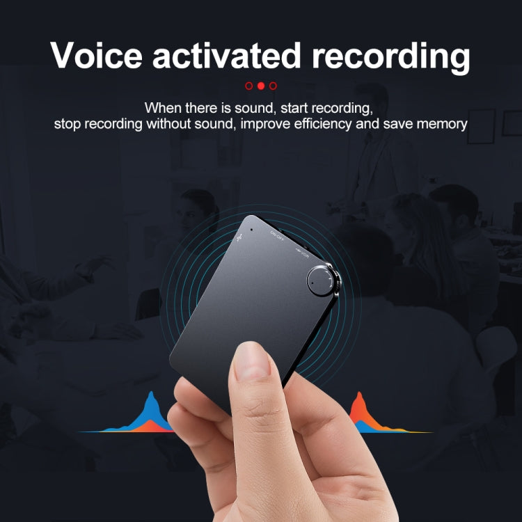 K2 Portable Ultra-thin Card Voice Recorder, Capacity:16GB(Black) -  by PMC TechLife | Online Shopping South Africa | PMC TechLife