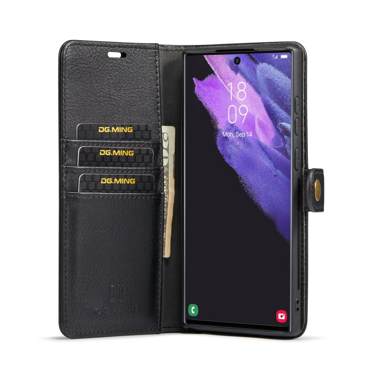 For Samsung Galaxy S22 Ultra 5G DG.MING Crazy Horse Texture Detachable Magnetic Leather Phone Case(Black) - Galaxy S22 Ultra 5G Cases by DG.MING | Online Shopping South Africa | PMC Jewellery | Buy Now Pay Later Mobicred