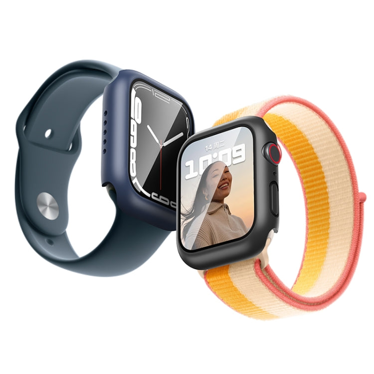 ROCK 2 in 1 PC Frame + Tempered Glass Protector Case For Apple Watch Series 9 / 8 / 7 41mm(Black) - Watch Cases by ROCK | Online Shopping South Africa | PMC TechLife | Buy Now Pay Later Mobicred