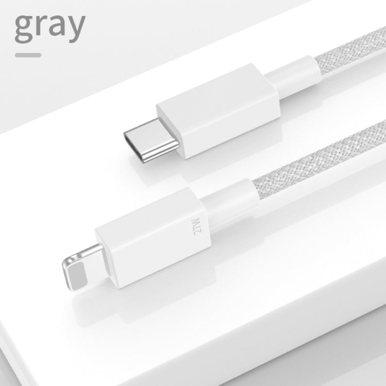 27W PD USB-C / Type-C to 8 Pin Fast Charging Braided Data Cable, Cable Length: 1m(Grey) - 2 in 1 Cable by PMC Jewellery | Online Shopping South Africa | PMC Jewellery