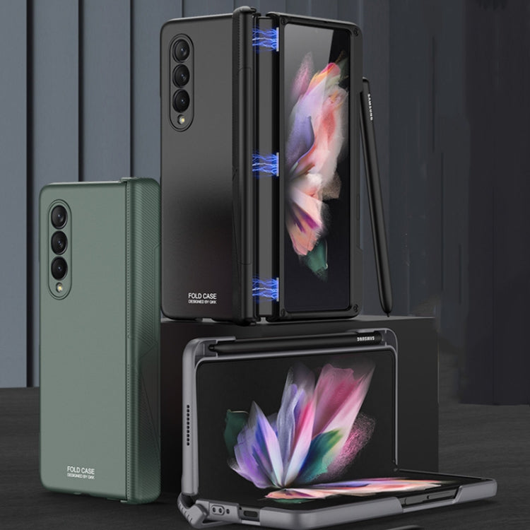 For Samsung Galaxy Z Fold3 5G GKK Magnetic Hinged Phone Flip Case with Side Pen Slot(Dark Green) - Galaxy Phone Cases by GKK | Online Shopping South Africa | PMC Jewellery | Buy Now Pay Later Mobicred