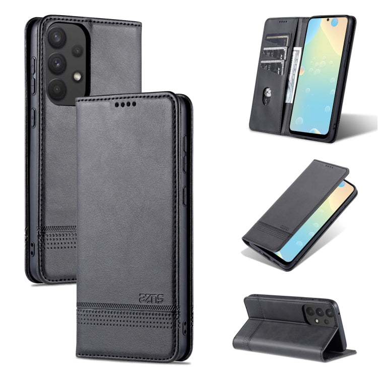 For Samsung Galaxy A73 5G AZNS Magnetic Calf Texture Flip Leather Phone Case(Black) - Galaxy Phone Cases by AZNS | Online Shopping South Africa | PMC Jewellery | Buy Now Pay Later Mobicred