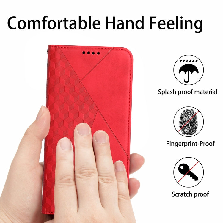 For Tecno Spark 7 Diamond Splicing Skin Feel Magnetic Leather Phone Case(Red) - Tecno Cases by PMC TechLife | Online Shopping South Africa | PMC TechLife | Buy Now Pay Later Mobicred