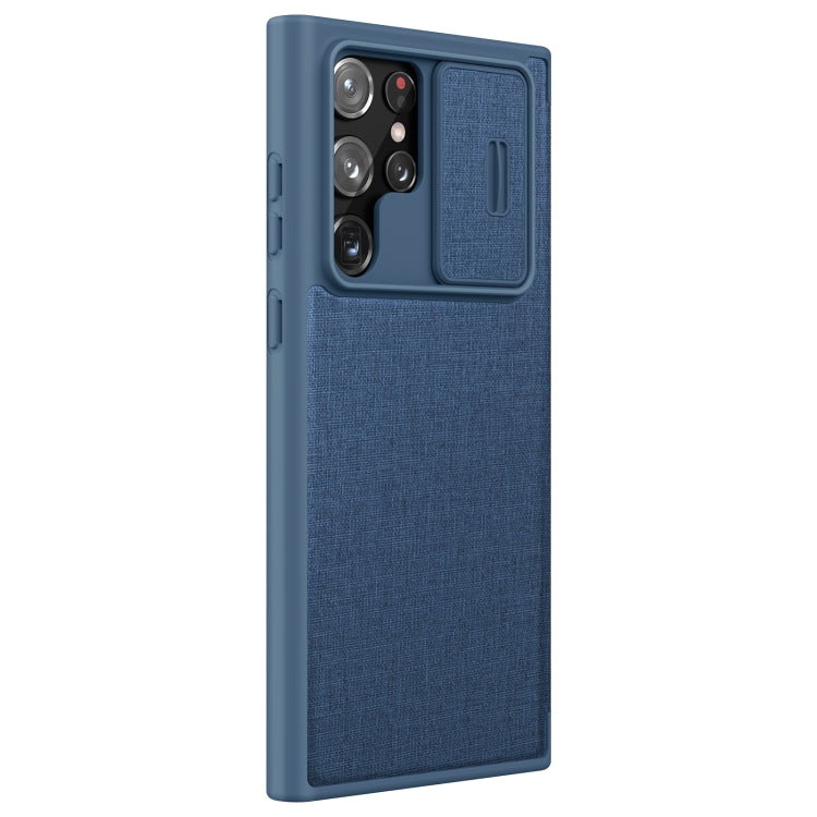 For Samsung Galaxy S22 Ultra 5G NILLKIN QIN Series Pro Sliding Camera Cover Design PC + TPU + PU Leather Phone Case(Cloth Texture Blue) - Galaxy S22 Ultra 5G Cases by NILLKIN | Online Shopping South Africa | PMC Jewellery