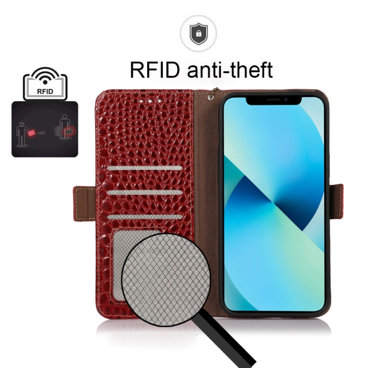 For Xiaomi Redmi 10C / 10 India Crocodile Top Layer Cowhide Leather Phone Case(Red) - Xiaomi Cases by PMC TechLife | Online Shopping South Africa | PMC TechLife