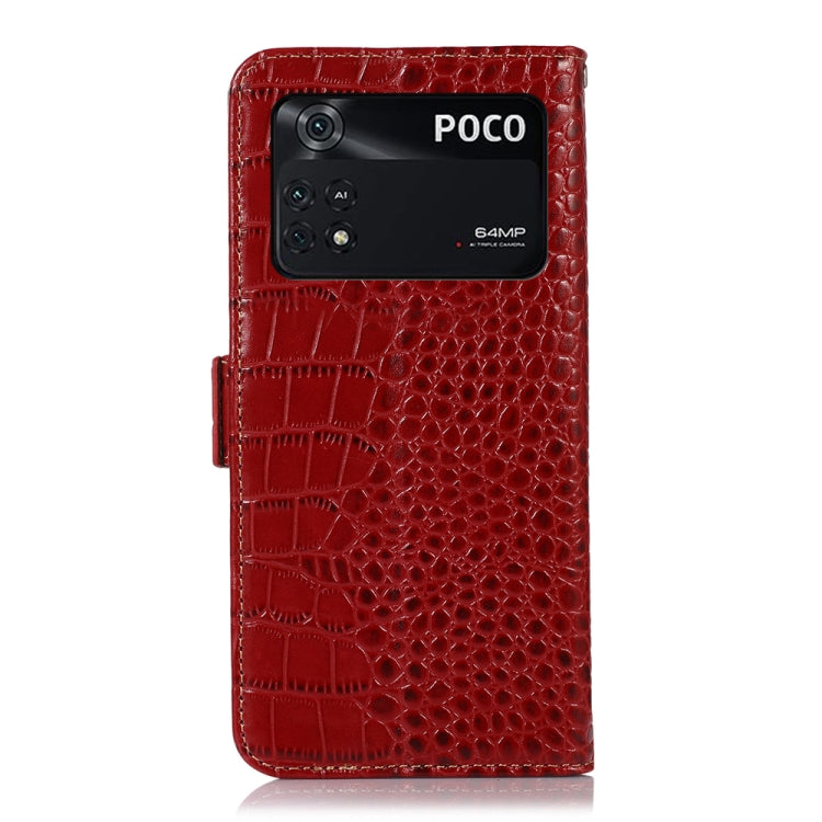 For Xiaomi Poco M4 Pro 4G Crocodile Top Layer Cowhide Leather Phone Case(Red) - Xiaomi Cases by PMC TechLife | Online Shopping South Africa | PMC TechLife