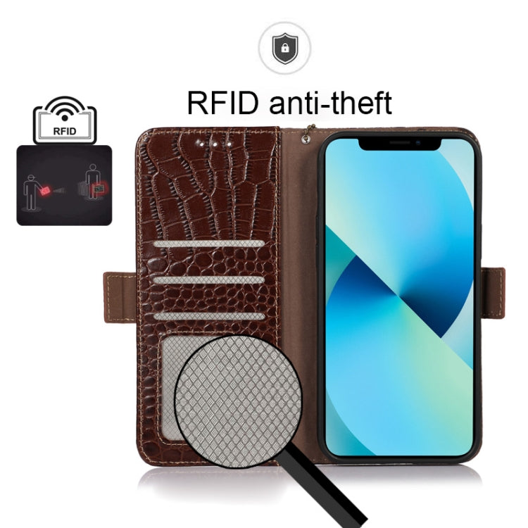 For Xiaomi Poco X4 Pro 5G Crocodile Top Layer Cowhide Leather Phone Case(Brown) - Xiaomi Cases by PMC TechLife | Online Shopping South Africa | PMC TechLife