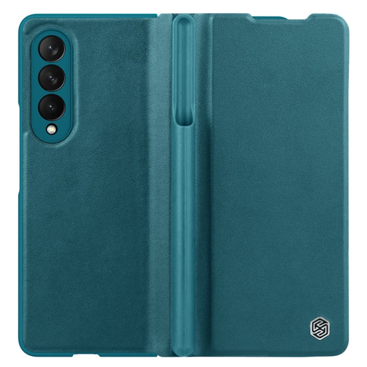 For Samsung Galaxy Z Fold3 / W22 5G NILLKIN QIN Series Crazy Horse Texture Leather Case(Blue) - Galaxy Phone Cases by NILLKIN | Online Shopping South Africa | PMC Jewellery