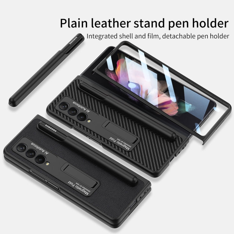 For Samsung Galaxy Z Fold3 5G GKK Ultra-thin Shockproof Leather Protective Case with Holder & Pen Slots(Grey) - Galaxy Phone Cases by GKK | Online Shopping South Africa | PMC Jewellery