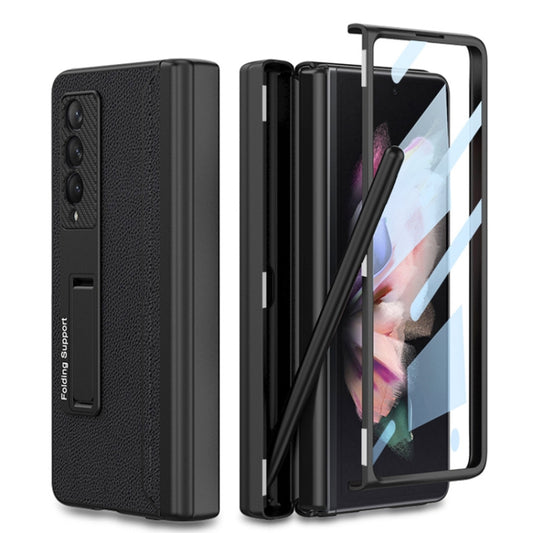 For Samsung Galaxy Z Fold3 5G GKK Magnetic Hinge Plain Leather Phone Flip Case with Pen Box(Black) - Galaxy Phone Cases by GKK | Online Shopping South Africa | PMC Jewellery | Buy Now Pay Later Mobicred