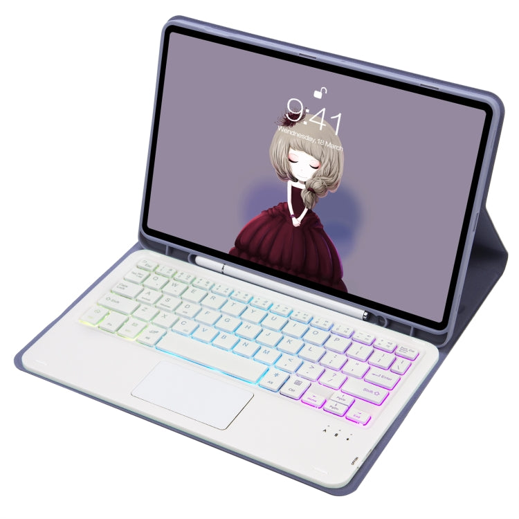 For Samsung Galaxy Tab S6 Lite A610B-AS Candy Color Backlight Bluetooth Keyboard Leather Tablet Case(Purple) - Samsung Keyboard by PMC TechLife | Online Shopping South Africa | PMC TechLife