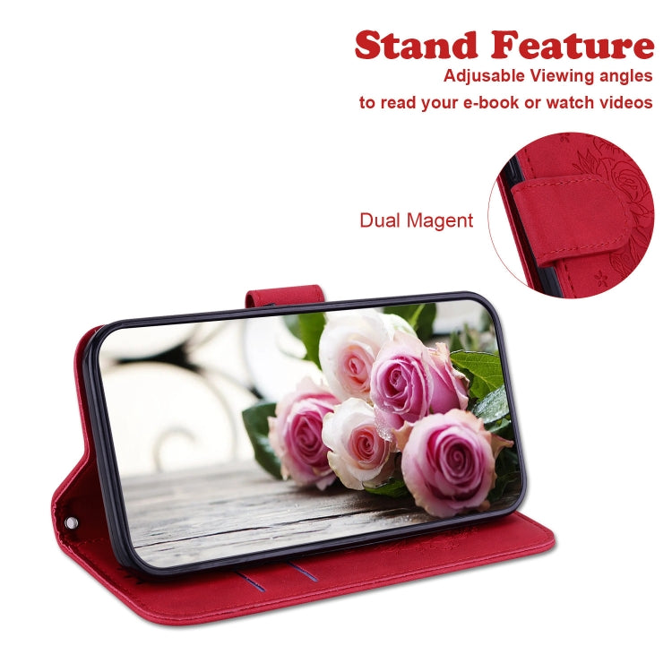 For OPPO A55 5G / A53s 5G / A16 Butterfly Rose Embossed Leather Phone Case(Red) - free shipping - PMC TechLife - Order now!
