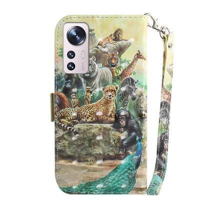 For Xiaomi 12 / 12X 3D Colored Horizontal Flip Leather Phone Case(Zoo) - 12 Cases by PMC Jewellery | Online Shopping South Africa | PMC Jewellery