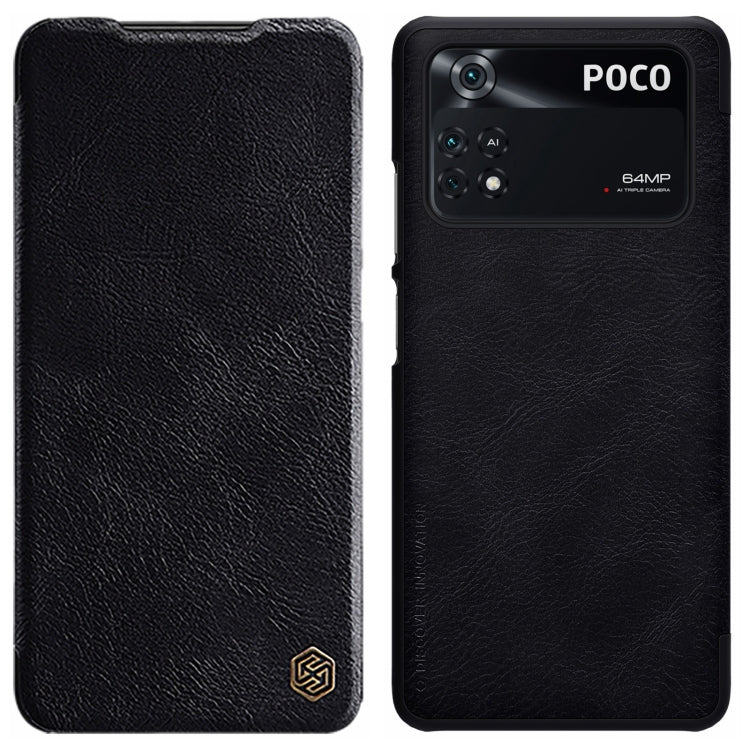 For Xiaomi Poco M4 Pro NILLKIN QIN Series Crazy Horse Texture Leather Phone Case(Black) - Xiaomi Cases by NILLKIN | Online Shopping South Africa | PMC Jewellery