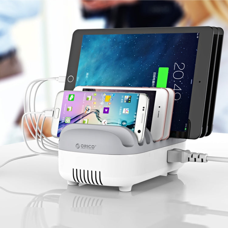 ORICO DUK-10P-DX 120W 5V 2.4A 10 Ports USB Charging Station, UK Plug(White) - Multifunction Charger by ORICO | Online Shopping South Africa | PMC Jewellery