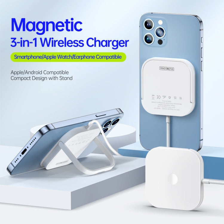 DUZZONA W7 3 In 1 Magnetic Wireless Charger(White) - Wireless Charger by DUZZONA | Online Shopping South Africa | PMC Jewellery