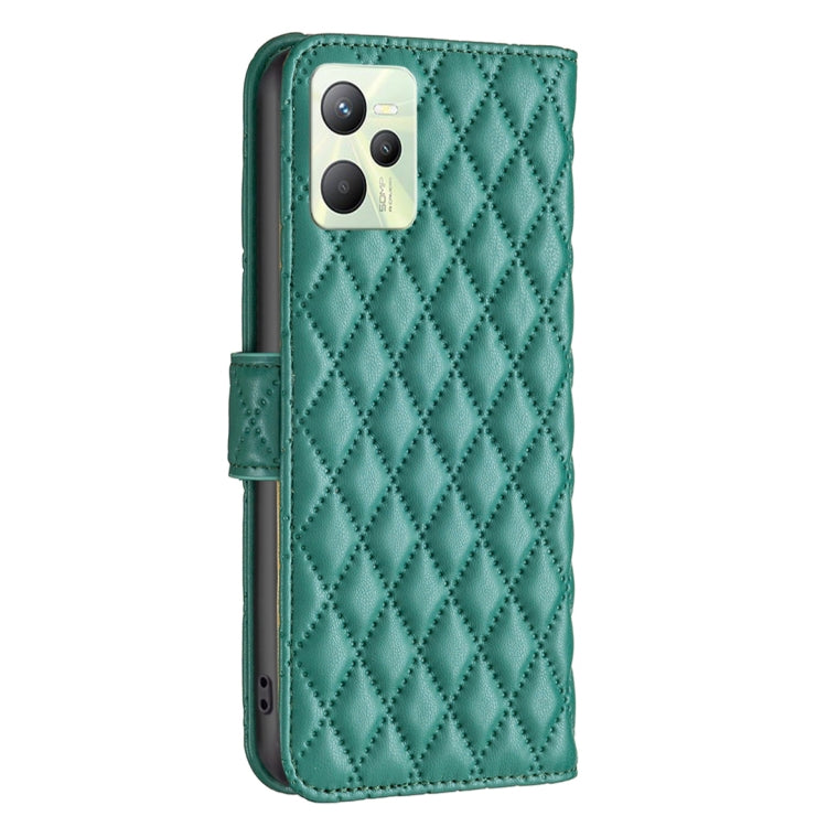 For OPPO Realme C35 Diamond Lattice Wallet Leather Flip Phone Case(Green) - Realme Cases by PMC TechLife | Online Shopping South Africa | PMC TechLife | Buy Now Pay Later Mobicred