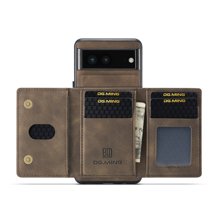 For Google Pixel 6A DG.MING M2 Series 3-Fold Multi Card Bag Phone Case(Coffee) - free shipping - PMC TechLife - Order now!