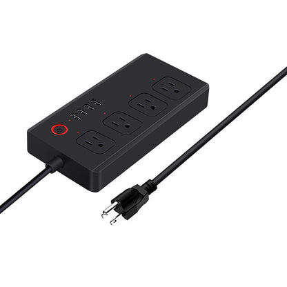 ZigBee 10A SM-SO301-U 2500W 4 Holes + 4 USB Smart Power Strip, US Plug(Black) - Smart Socket by PMC Jewellery | Online Shopping South Africa | PMC Jewellery