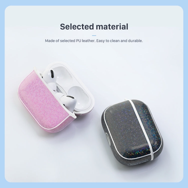 NIILLKIN Anti-fall PU + TPU Shining Protection Glitter Case for AirPods Pro(White) - For AirPods Pro by NILLKIN | Online Shopping South Africa | PMC Jewellery