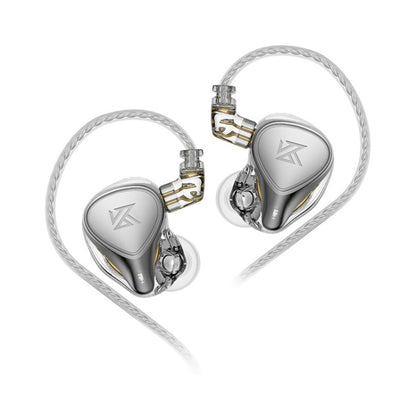 KZ-ZEX PRO 1.2m Electrostatic Coil Iron Hybrid In-Ear Headphones, Style:Without Microphone(Pearl Chrome) - In Ear Wired Earphone by KZ | Online Shopping South Africa | PMC Jewellery