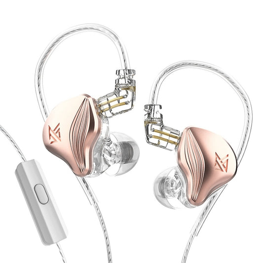 KZ-ZEX 1.2m Electrostatic Dynamic In-Ear Sports Music Headphones, Style:With Microphone(Rose Gold) - In Ear Wired Earphone by KZ | Online Shopping South Africa | PMC Jewellery