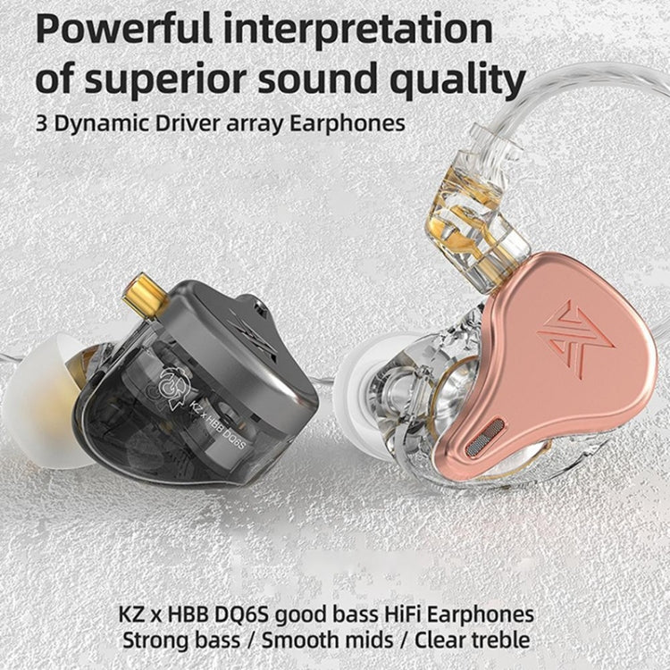 KZ-DQ6S 1.2m Three-Unit Dynamic Subwoofer In-Ear Headphones, Style:With Microphone(Black) - In Ear Wired Earphone by KZ | Online Shopping South Africa | PMC Jewellery