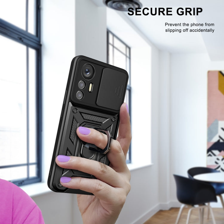 For Xiaomi 12 Lite Sliding Camera Design TPU + PC Phone Case(Black) - Xiaomi Cases by PMC TechLife | Online Shopping South Africa | PMC TechLife