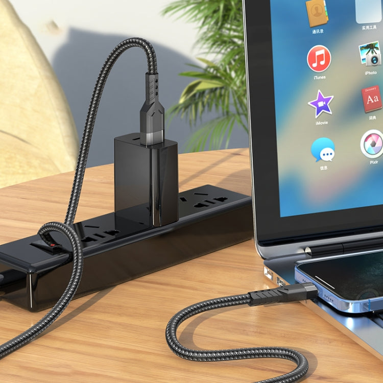 hoco U110 2.4A USB to 8 Pin Charging Data Cable，Length：1.2m(Black) - Normal Style Cable by hoco | Online Shopping South Africa | PMC Jewellery