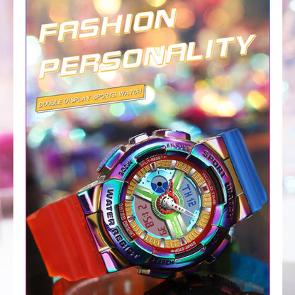 SANDA 3137 TPU Strap Luminous Waterproof Dual Display Electronic Watch(Multicolor) - Silicone Strap Watches by SANDA | Online Shopping South Africa | PMC Jewellery | Buy Now Pay Later Mobicred