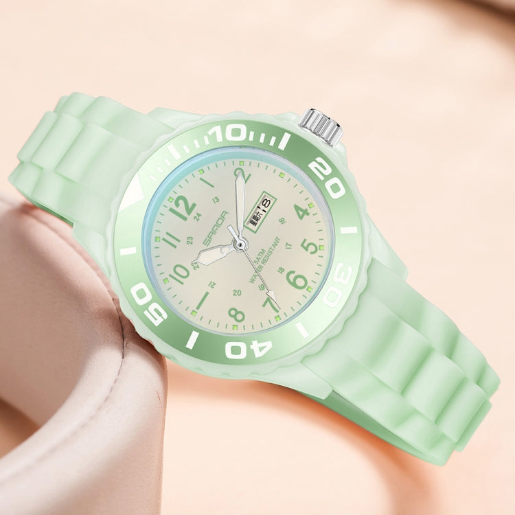 SANDA 1053 Womens TPU Strap Dual Display Waterproof Electronic Watch(Matcha Green) - Silicone Strap Watches by SANDA | Online Shopping South Africa | PMC Jewellery | Buy Now Pay Later Mobicred