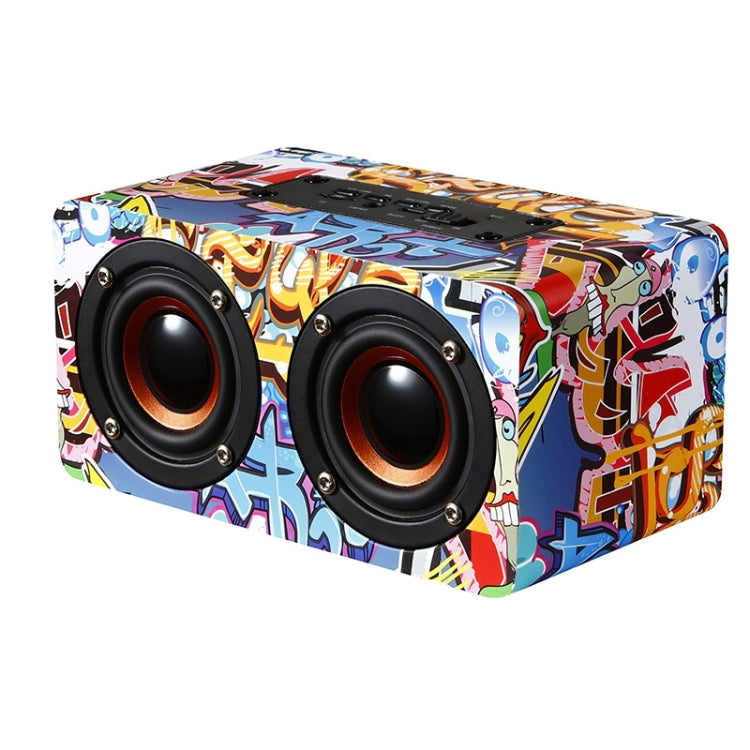 M5 Multifunctional Desktop Wooden Bluetooth Speaker Wireless Loudspeaker(Graffiti Color) - Desktop Speaker by PMC Jewellery | Online Shopping South Africa | PMC Jewellery