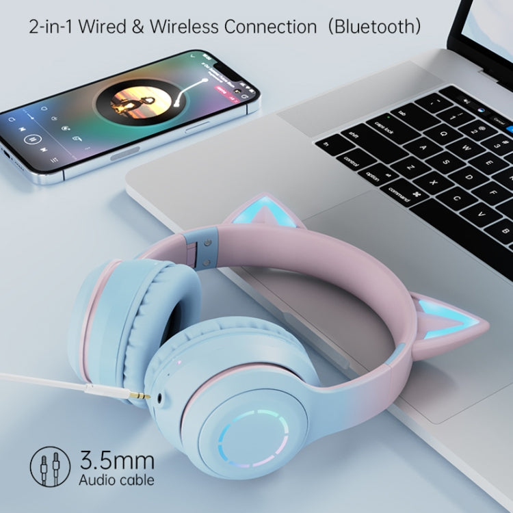 BT029C RGB Dual Modes Cat Ear Wireless Bluetooth Headphone(Pink) - Headset & Headphone by PMC Jewellery | Online Shopping South Africa | PMC Jewellery
