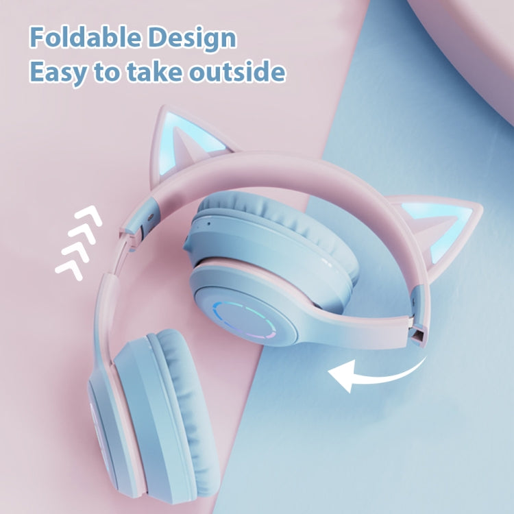 BT029C RGB Dual Modes Cat Ear Wireless Bluetooth Headphone(Green) - Headset & Headphone by PMC TechLife | Online Shopping South Africa | PMC TechLife