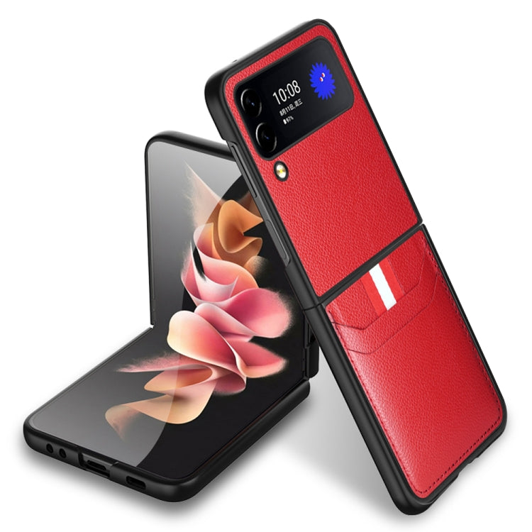 For Samsung Galaxy Z Flip4 5G GKK Litchi Texture Card Slot Phone Case(Red) - Galaxy Z Flip4 5G Cases by GKK | Online Shopping South Africa | PMC Jewellery